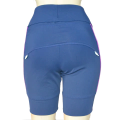 Bermuda 4 Bolsos Azul Marinho com Vivo Roxo - Pronta Entrega - corrabem