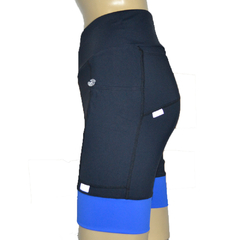 Bermuda 4 Bolsos Preto com Barra Azul Royal- Pronta Entrega na internet