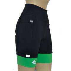 Bermuda 4 Bolsos Preto com Barras Verde Bonito - Pronta Entrega