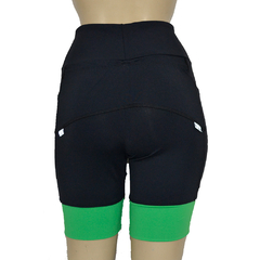 Bermuda 4 Bolsos Preto com Barras Verde Bonito - Pronta Entrega - corrabem