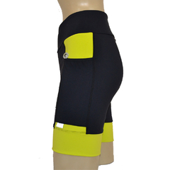 Bermuda 4 Bolsos Preta com as Laterais e Barra Amarelo Neon - Pronta Entrega na internet