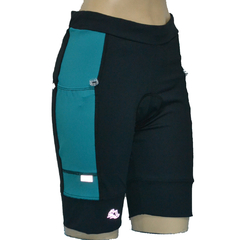 Bermuda 4 Bolsos Preta Laterais Verde Esmeralda