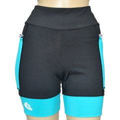Shortinho 4 Bolsos Preto com Laterais e Barra Azul Tiffany- Pronta Entrega - comprar online