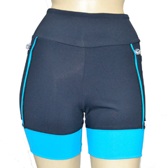 Shortinho 4 Bolsos Preto com Barra e Vivo Azul Capri - Pronta Entrega - comprar online