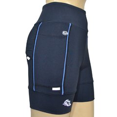 Shortinho 4 Bolsos Preto com Vivo Azul Fly - Pronta Entrega