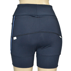 Shortinho 4 Bolsos Preto com Vivo Azul Fly - Pronta Entrega - corrabem