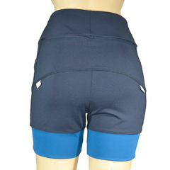 Shortinho 4 Bolsos Preto com Barra Azul Petróleo - Pronta Entrega - corrabem