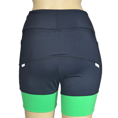 Shortinho 4 Bolsos Preto com Barra Verde Bonito - Pronta Entrega - corrabem