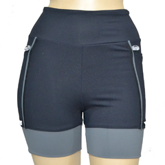 Shortinho 4 Bolsos Preto com Barra e Vivo Chumbo - Pronta Entrega - comprar online