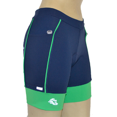 Bermuda 4 Bolsos Azul Marinho com Barra e Vivo Verde Bonito - Pronta Entrega
