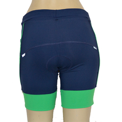 Bermuda 4 Bolsos Azul Marinho com Barra e Vivo Verde Bonito - Pronta Entrega - corrabem