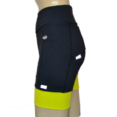 Shortinho 4 Bolsos Preto com Barra Amarelo Neon - Pronta Entrega na internet