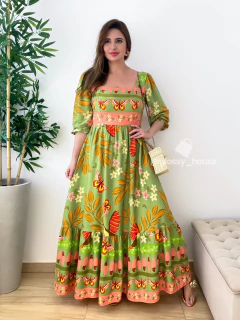 Vestido Ludmila Borboletas Verde - Glossy House