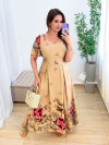 Vestido Lilian Floral Corações Bege - comprar online
