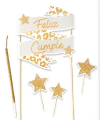 Topper silueta safari leopardo blanco/dorado - comprar online