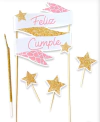 Topper silueta safari jirafa rosa - comprar online