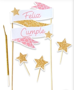 Topper silueta safari jirafa rosa - comprar online