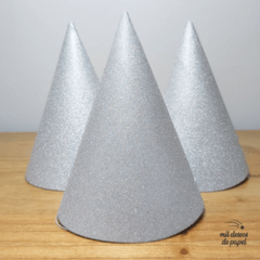 Bonete glitter plateado x6 unidades