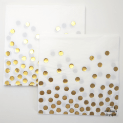 Servilleta blanca lunares dorados x12 unidades