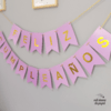 Banderín "feliz cumpleaños" pastel y colores estridentes con dorado (color a elección)