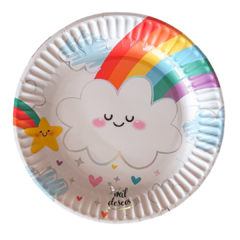 Plato Nube y Arcoiris x6 unidades
