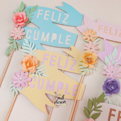Cake topper de flores de papel 3D - mildeseosdepapel