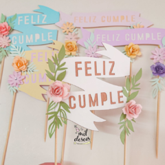 Cake topper de flores de papel 3D