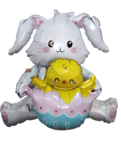 Globo conejo de pascua blanco con pollito 60cmx92cm aprox. - comprar online