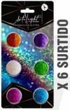 Set maquillaje x6 glitter multicolor