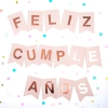 Banderín "feliz cumpleaños" rosa stamping rosa metalizado