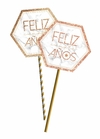 Big topper hexagonal rosa x1 unidad