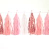 Guirnalda de borlas rosa, blanco y rosa gold, 18 piezas x3 Mts.