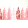 Guirnalda de borlas rosa, blanco y rosa gold, 18 piezas x3 Mts.