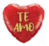 Globo "te amo" corazón confetti rojo y dorado 45cm aprox.