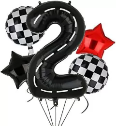 Globo a cuadros carrera 45cm aprox x1 unidad - comprar online