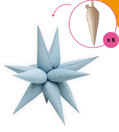 Globo PUNTAS estrella por separado CELESTE 15x47cm x10 unidades