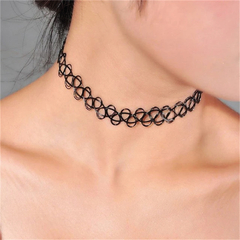 Set choker gargantilla, anillo y pulsera elástico negro - comprar online