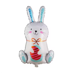 Globo conejo de pascua blanco con huevo 75cm aprox.