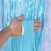 Cortina de flecos celeste pastel