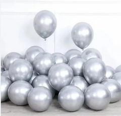 Globo cromado plateado 12" x5 unidades
