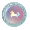 Plato iridiscente unicornio 17cm x6 unidades