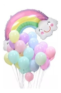 Globo arcoiris nubes caritas 90cm - comprar online