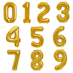 Globos números dorados 80cm 32" x1 unidad - comprar online