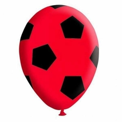 Globo de latex estampado pelota rojo y negro x5 unidades