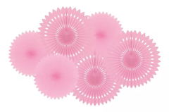 Kit x6 rosetas abanicos tonos rosas x6 unidades
