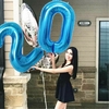 Globo número azul 80cm 32" x1 unidad