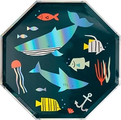 Plato bajo el mar iridiscente x10 unidades