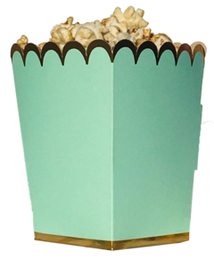 Cajitas pochocleras verde pastel (aqua) contorno dorado x8 unidades