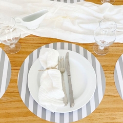 Plato de sitio de papel rayas plata x20 unidades - comprar online