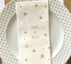 Servilleta de papel Make a Wish simil tela x12 unidades 33x40cm (dorado o plateado)